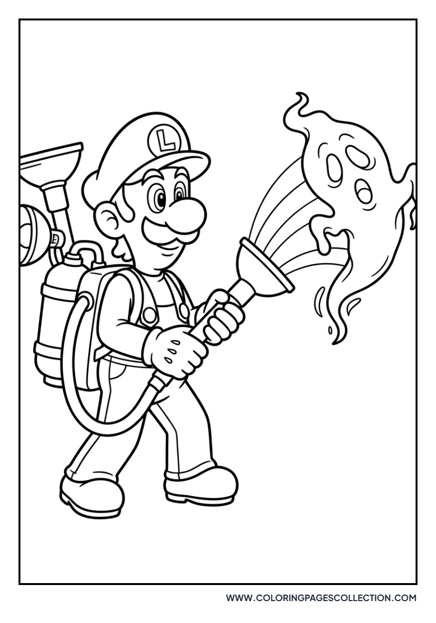 Luigi Using the Poltergust 3000