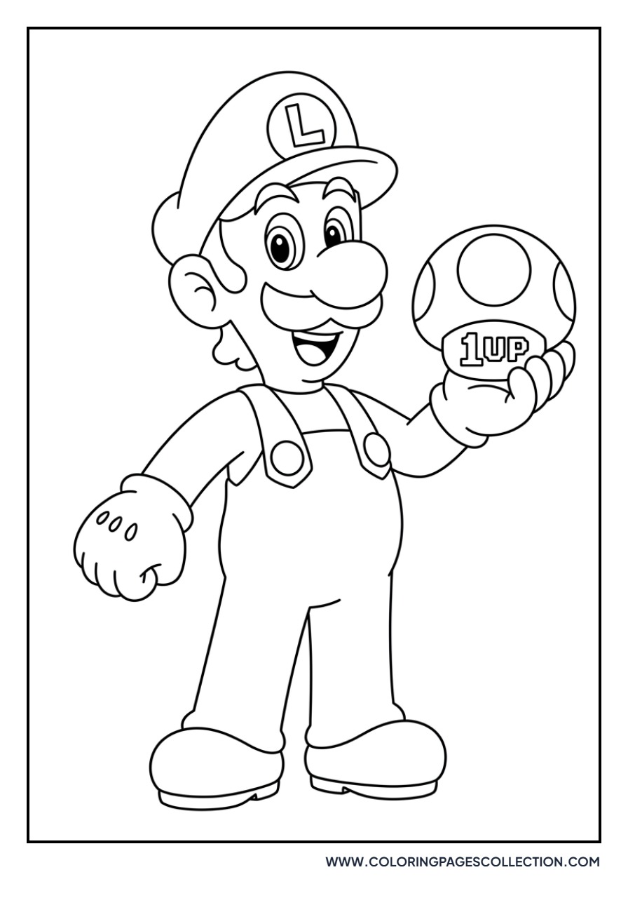 Luigi with a 1-Up Mushroom