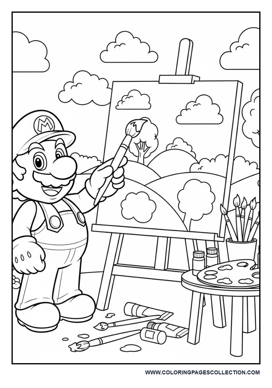 Artist Mario Painting a Picture
