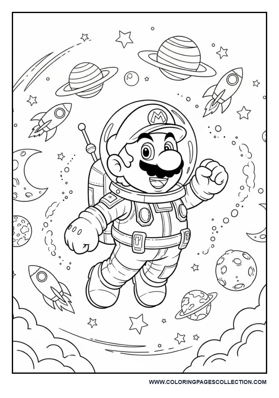 Astronaut Mario in Space
