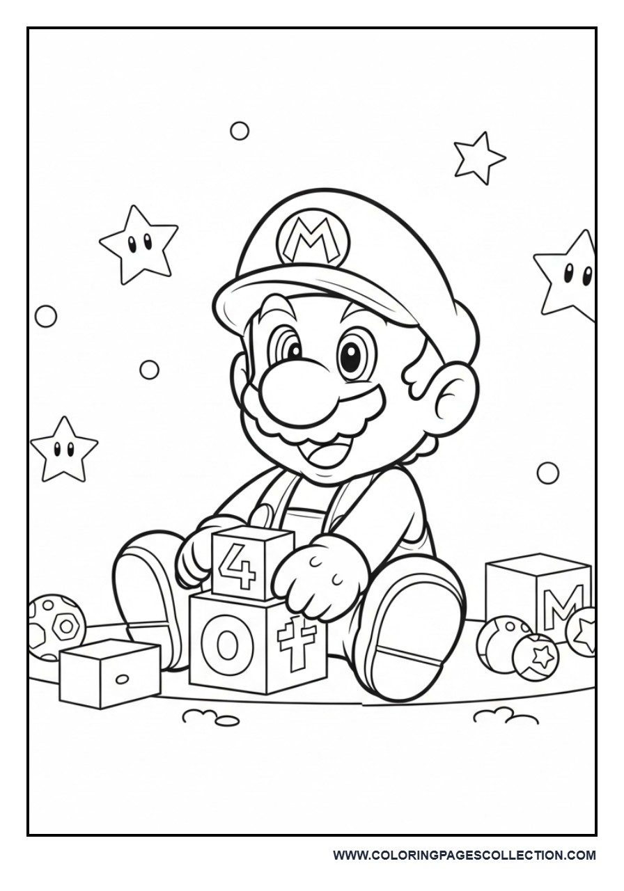 Baby Mario Playing with Blocks