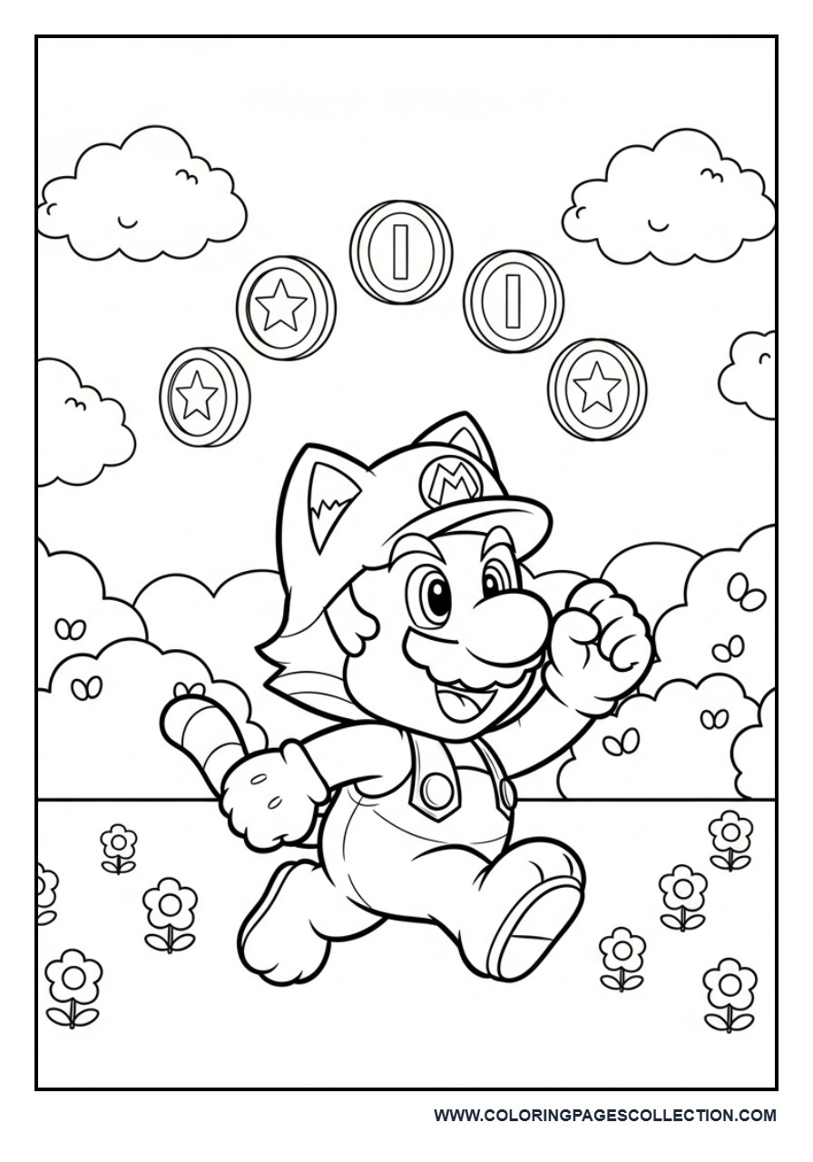 Cat Mario Chasing Coins