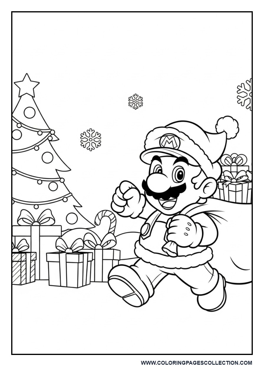 Christmas Mario Delivering Gifts