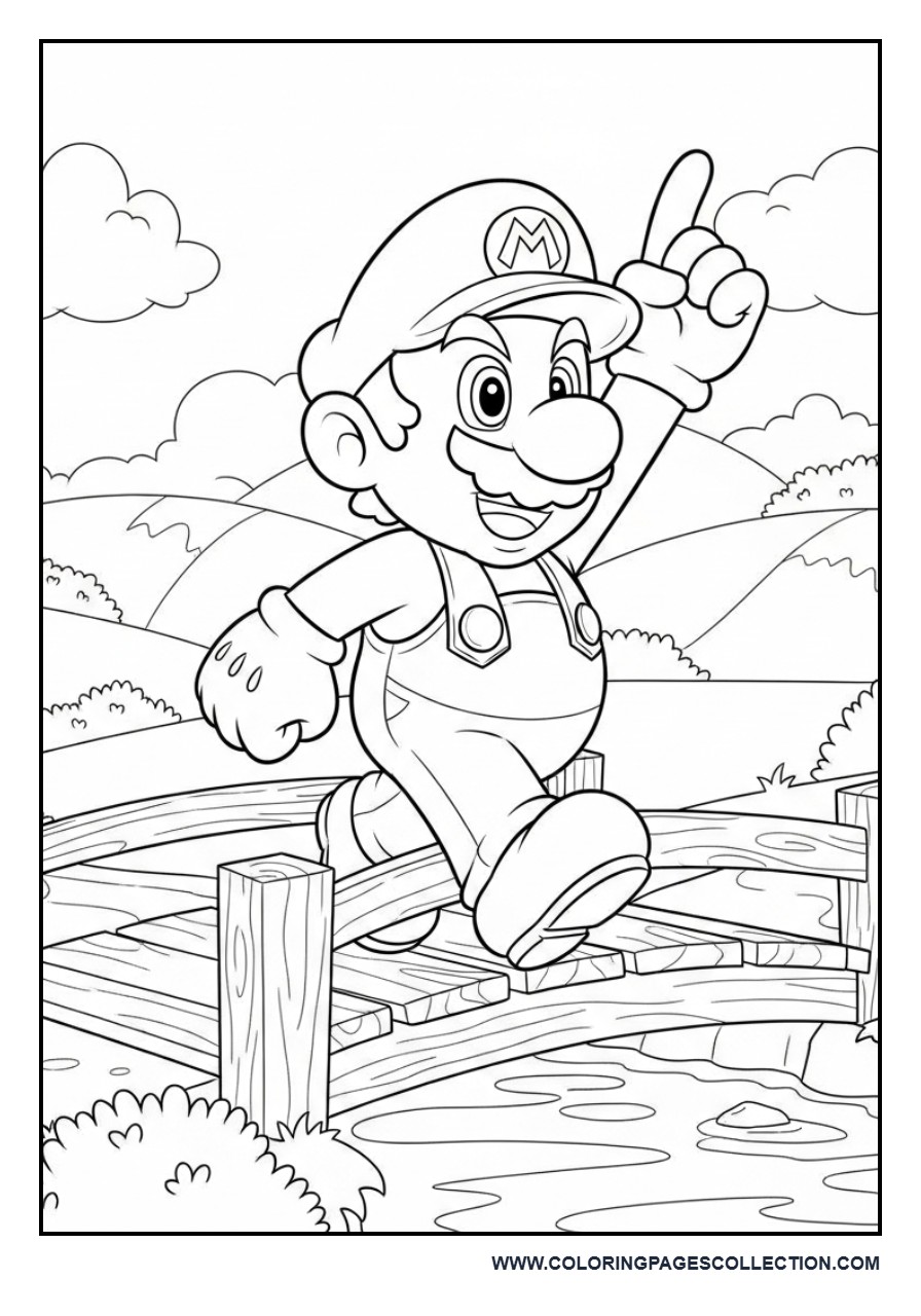 Mario Crossing a Bridge