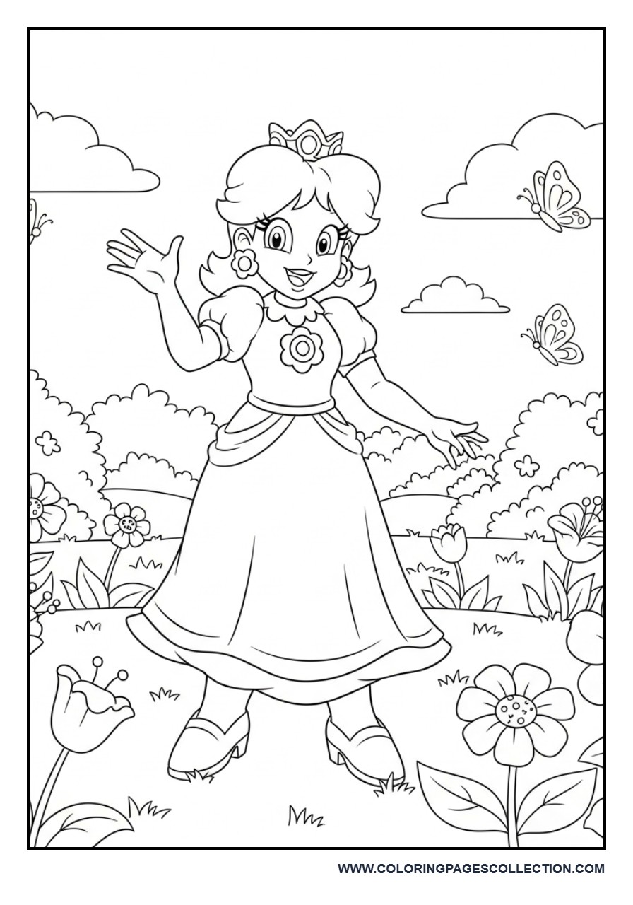 Princess Daisy in Flower Garden