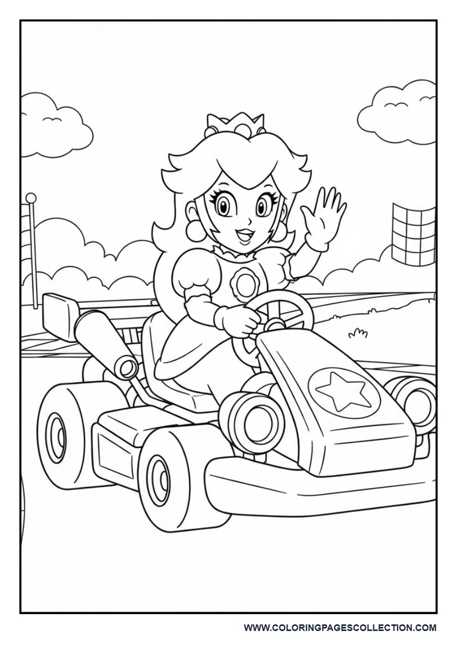 Princess Peach in Mario Kart