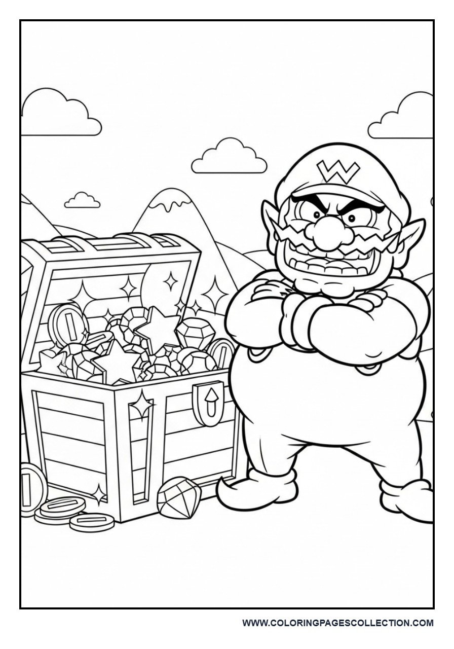 Wario Holding Treasure Chest