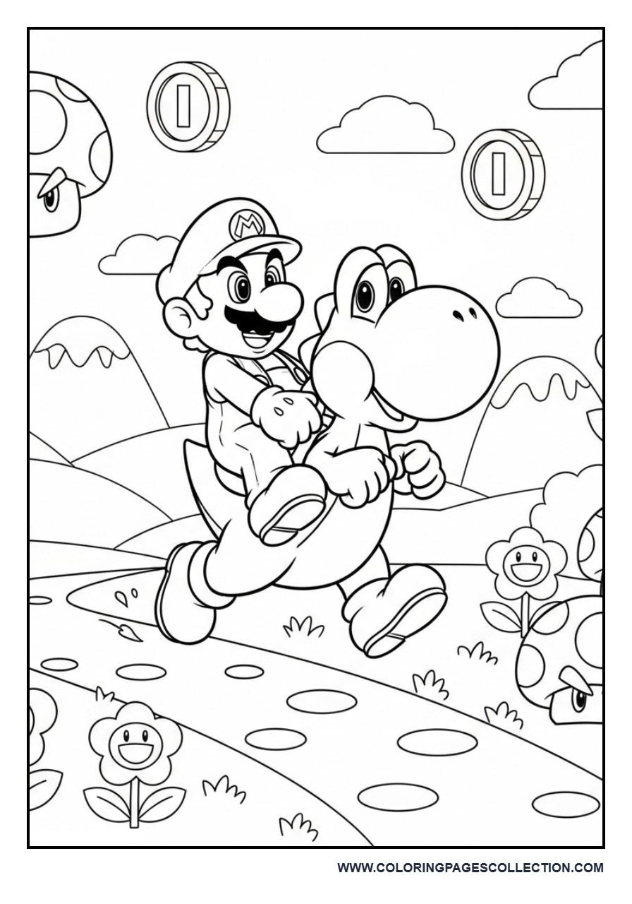 Yoshi Helping Mario Adventure