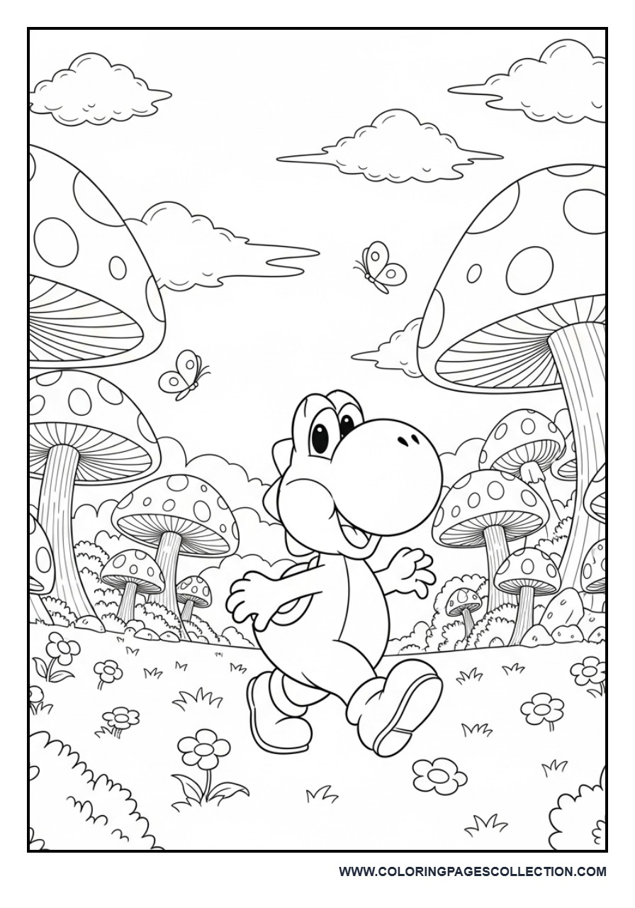 Yoshi in Giant Mushroom Forest