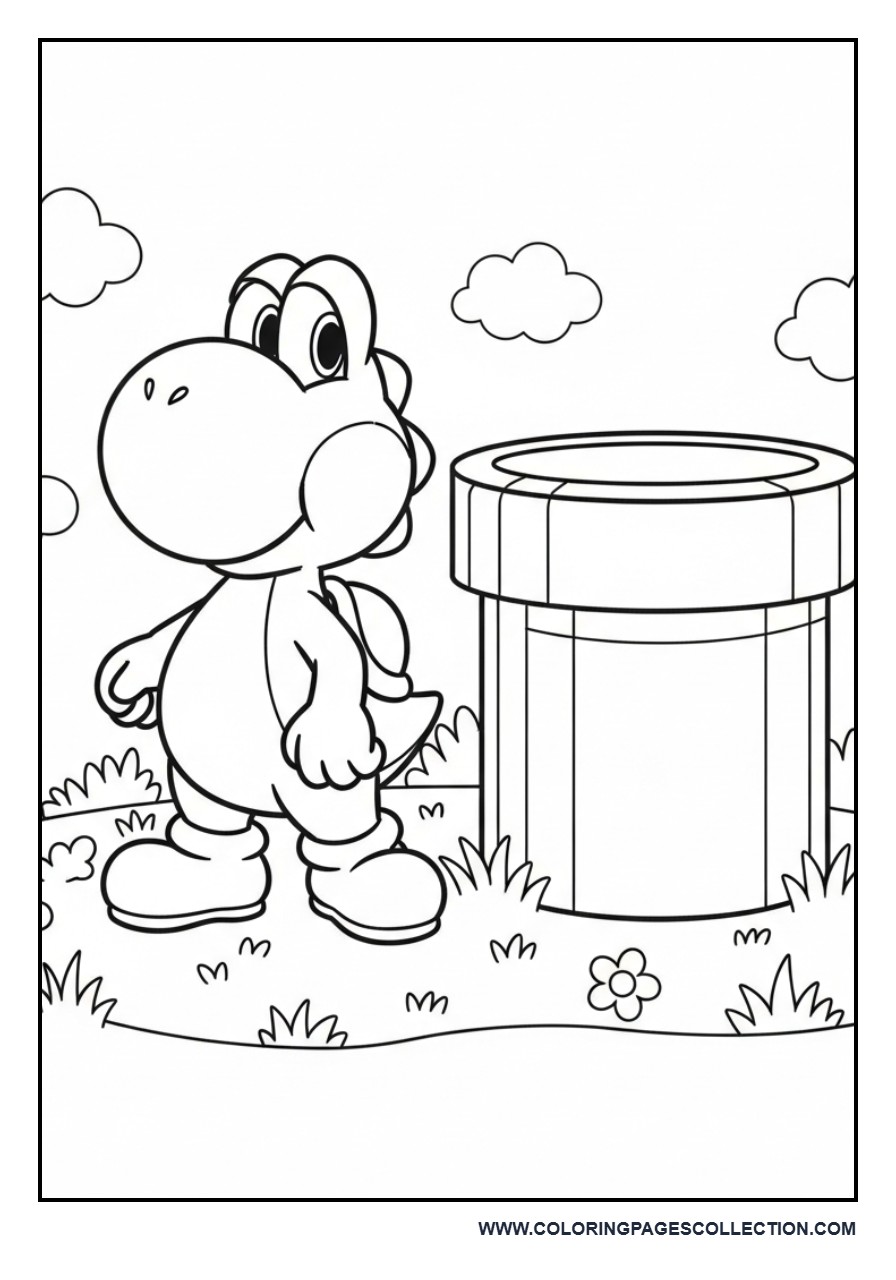 Yoshi Near Warp Pipe