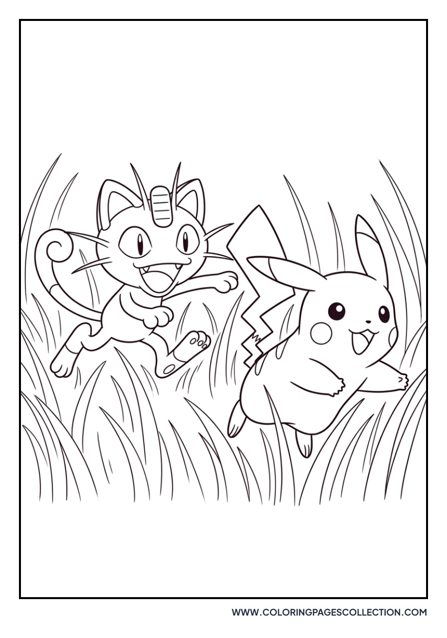Meowth Chasing Pikachu