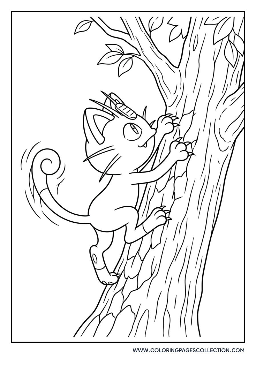 Meowth Climbing a Tree