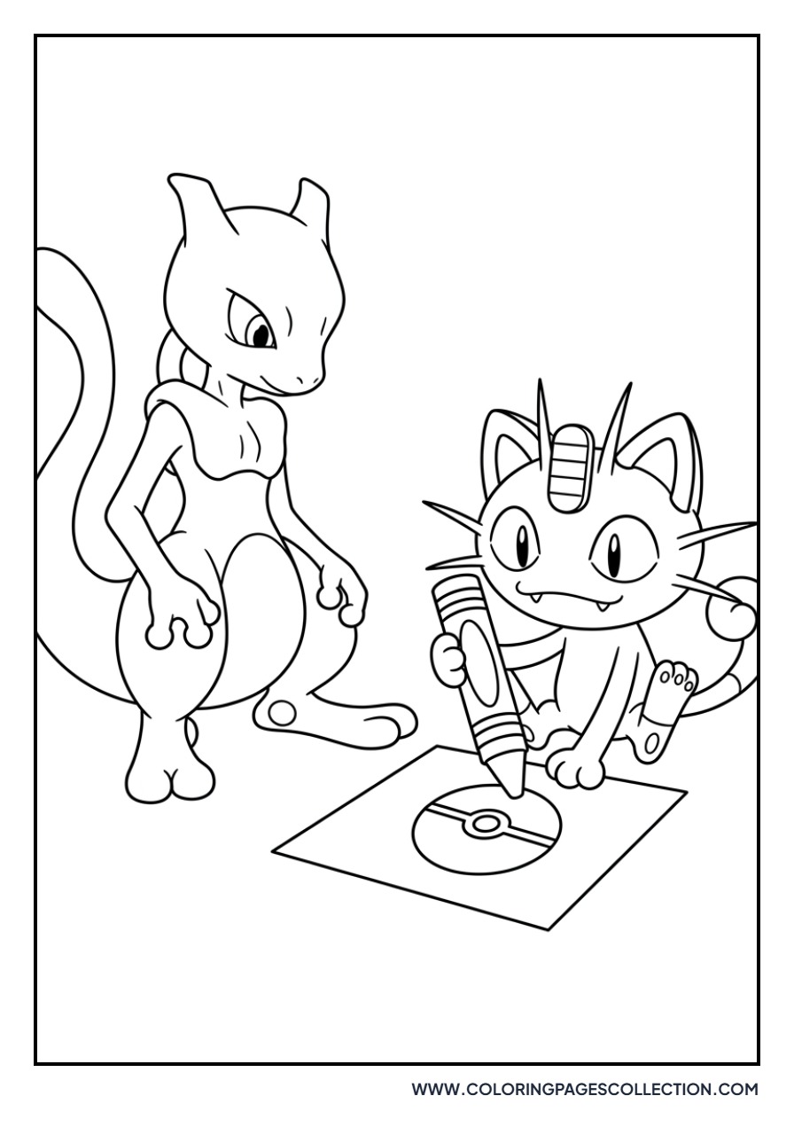 Meowth Drawing a Picture