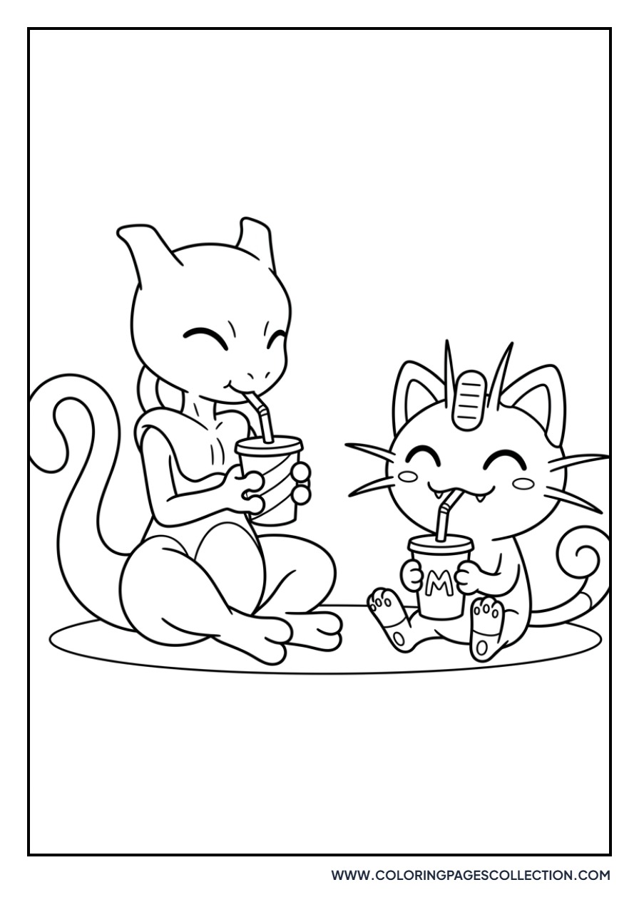 Meowth Drinking Juice