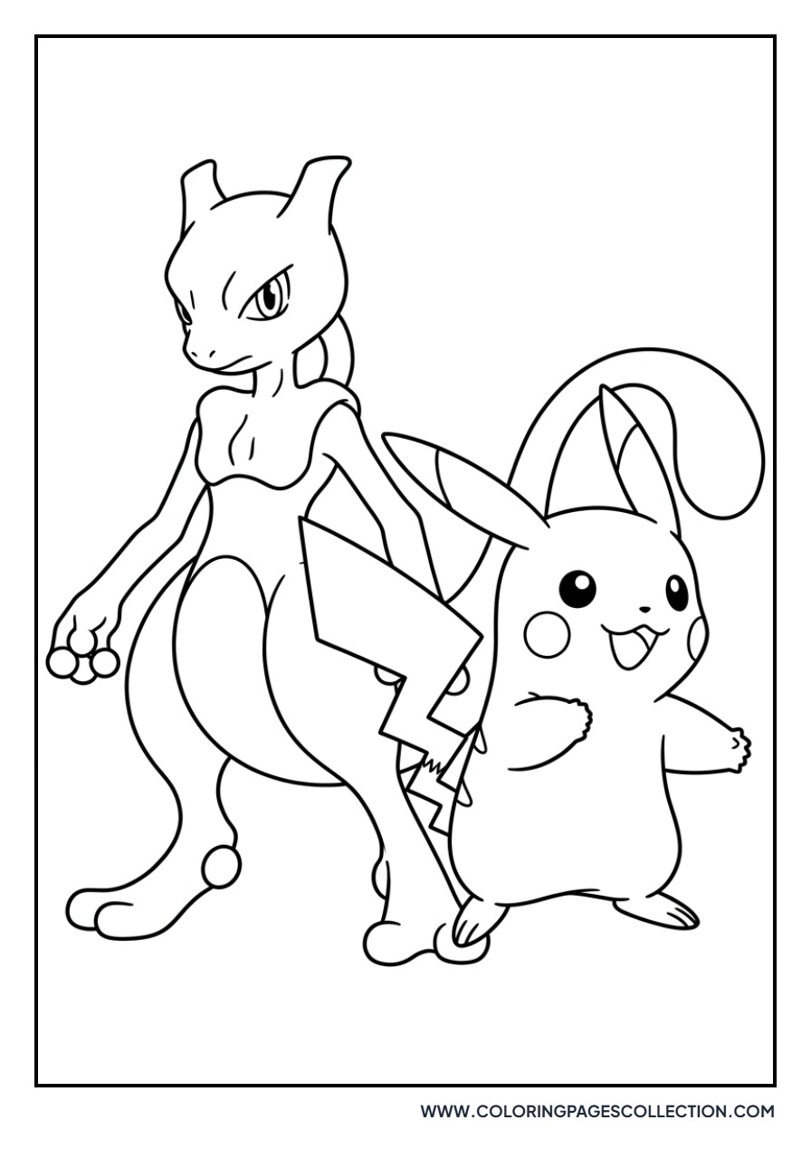 Mewtwo and Pikachu