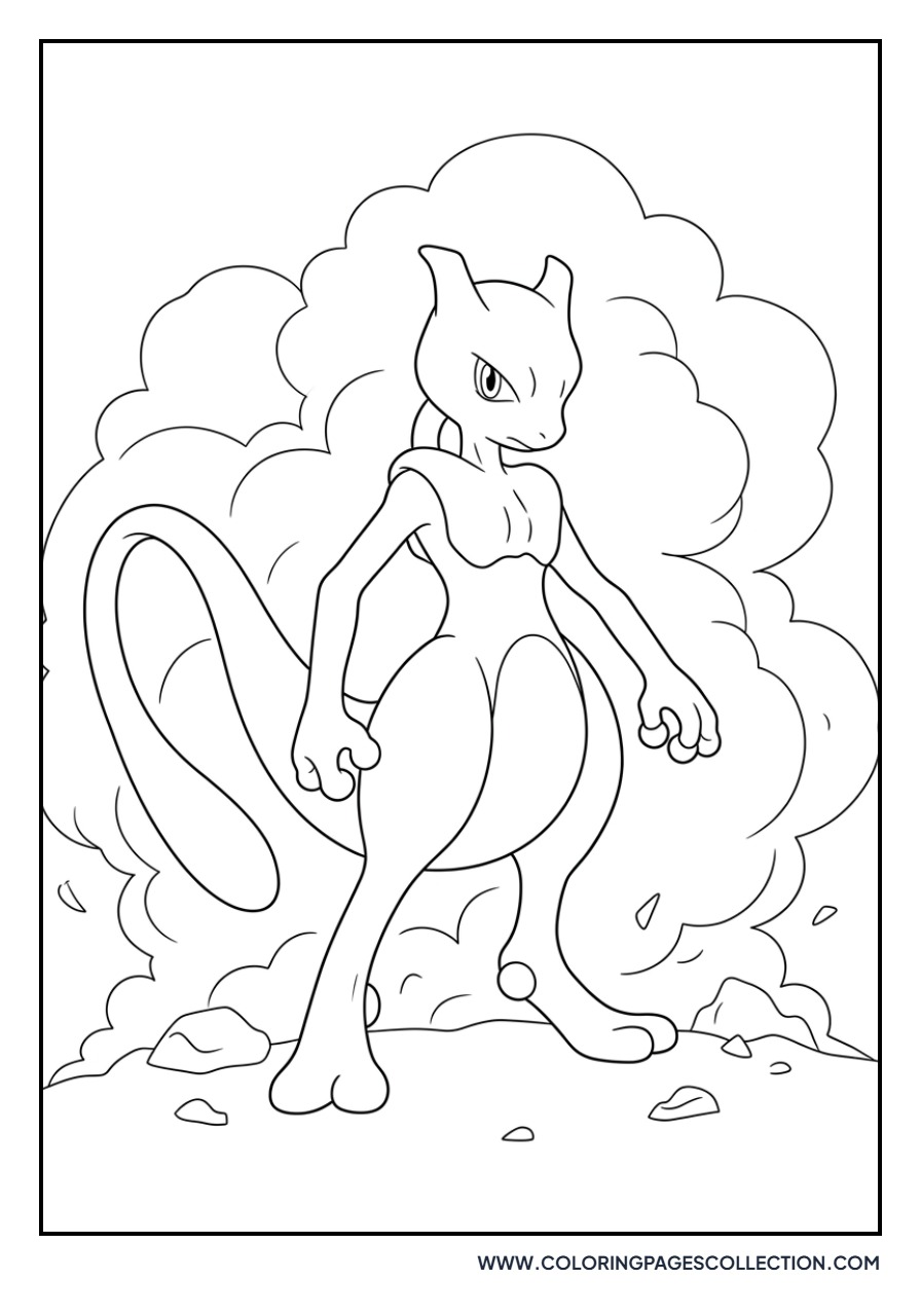Mewtwo Emerging from Smoke