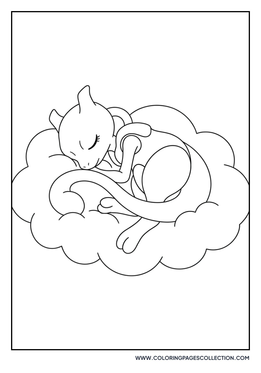 Mewtwo Sleeping on Cloud
