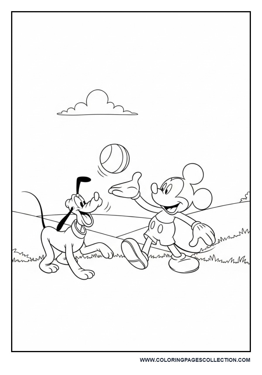 Mickey and Pluto Playing