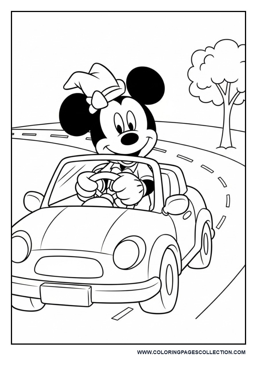Mickey Driving a Car