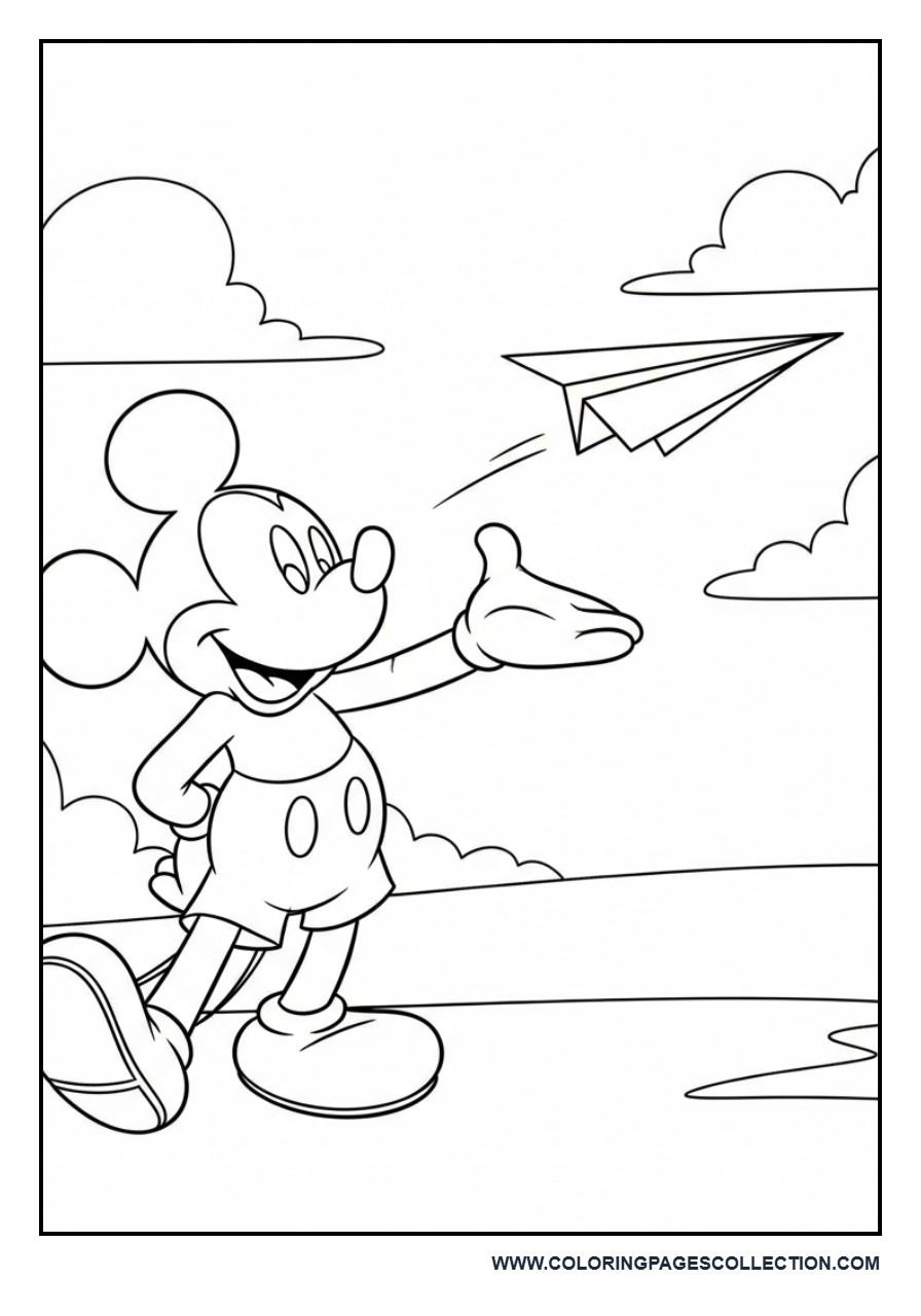Mickey Flying a Paper Plane