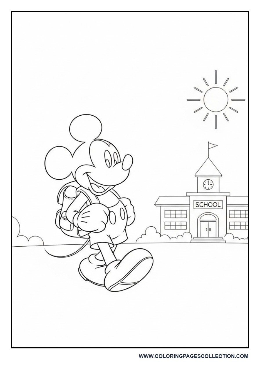 Mickey Going to School