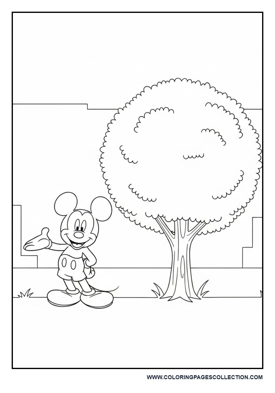 Mickey Near a Tree