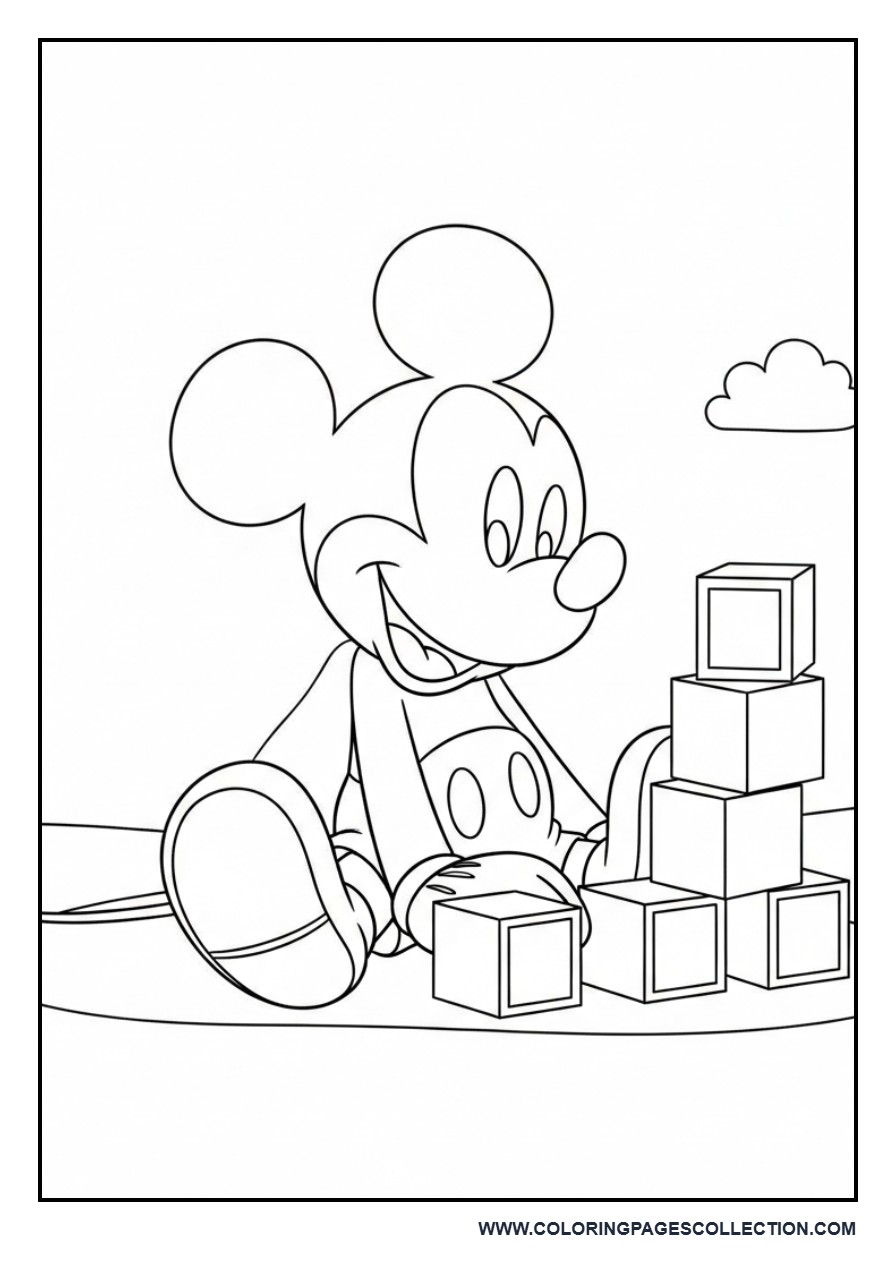Mickey Playing with Toy Blocks