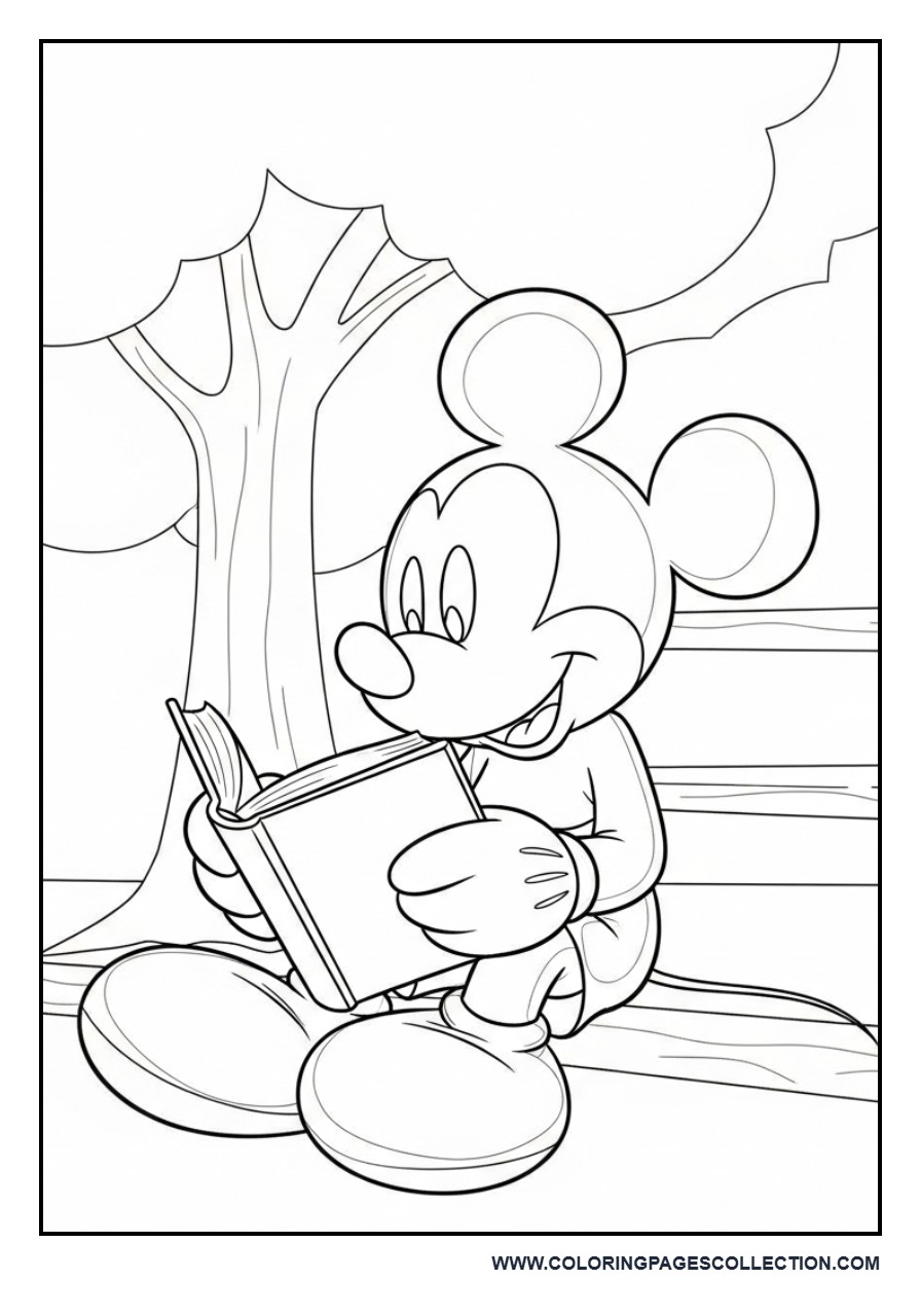 Mickey Reading a Book