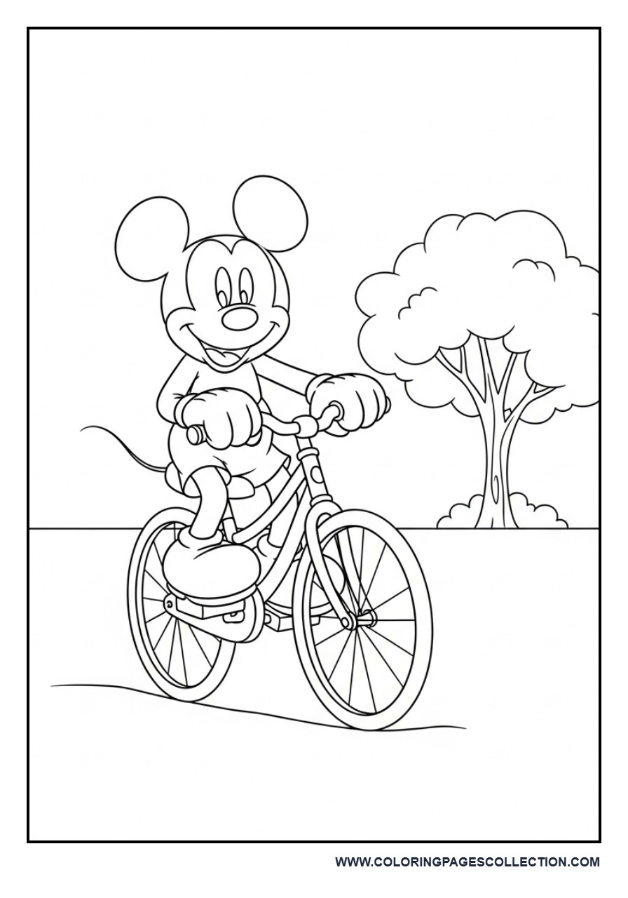 Mickey Riding a Bicycle