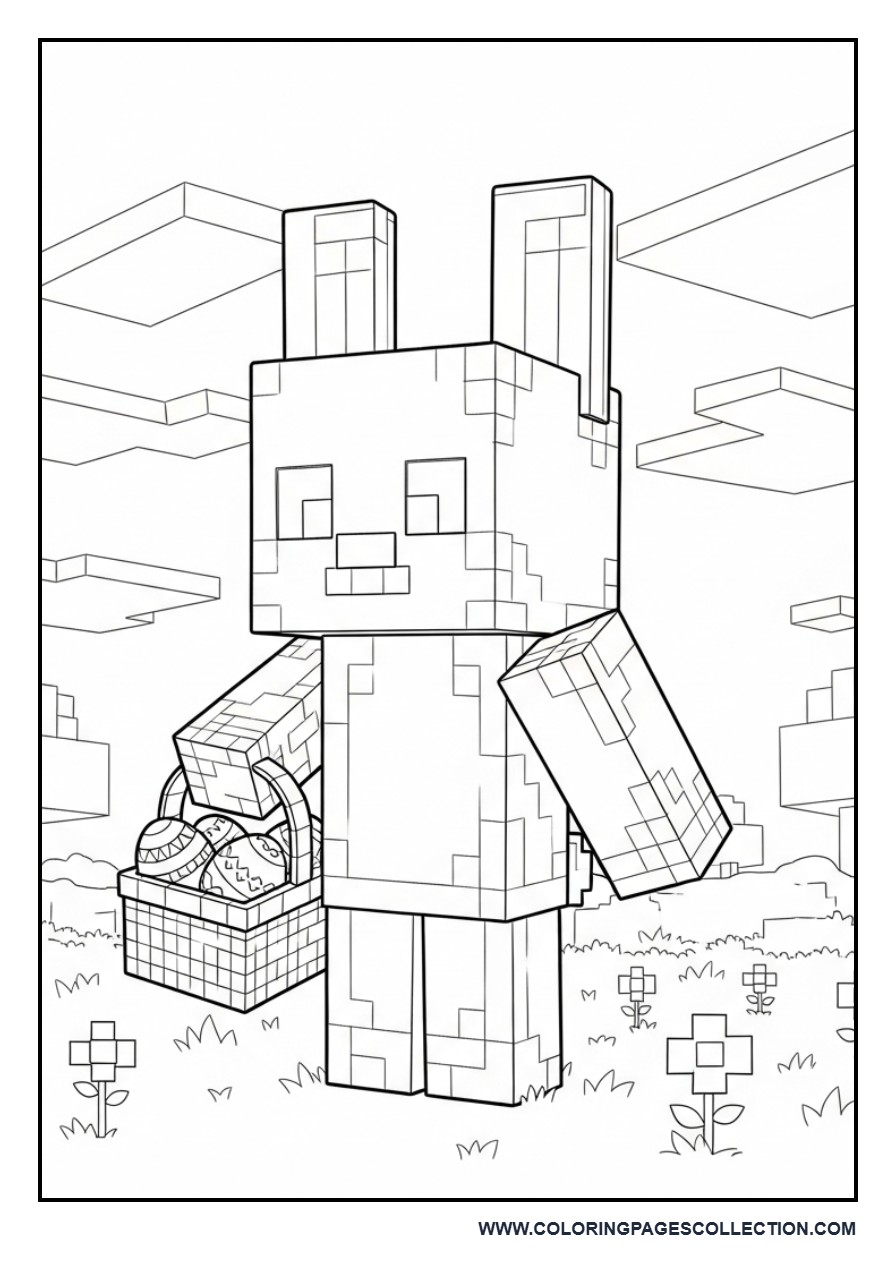 Easter Minecraft Coloring Page