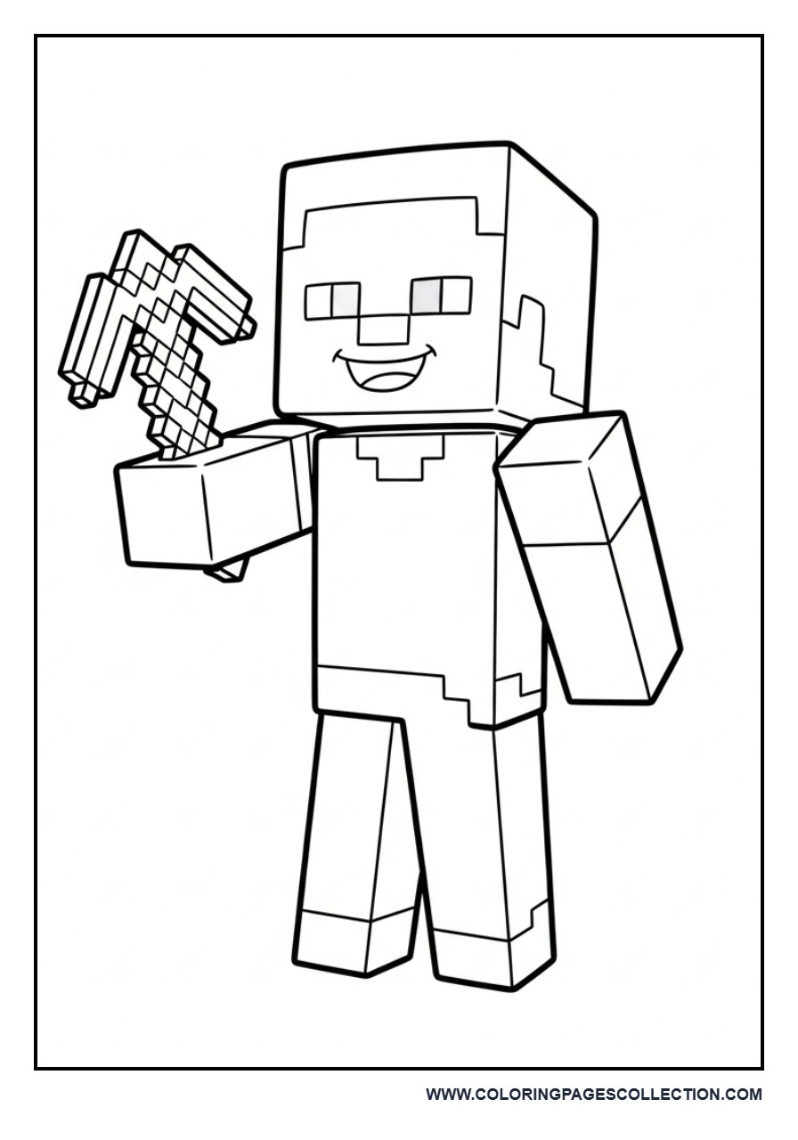Easy Steve Coloring Page