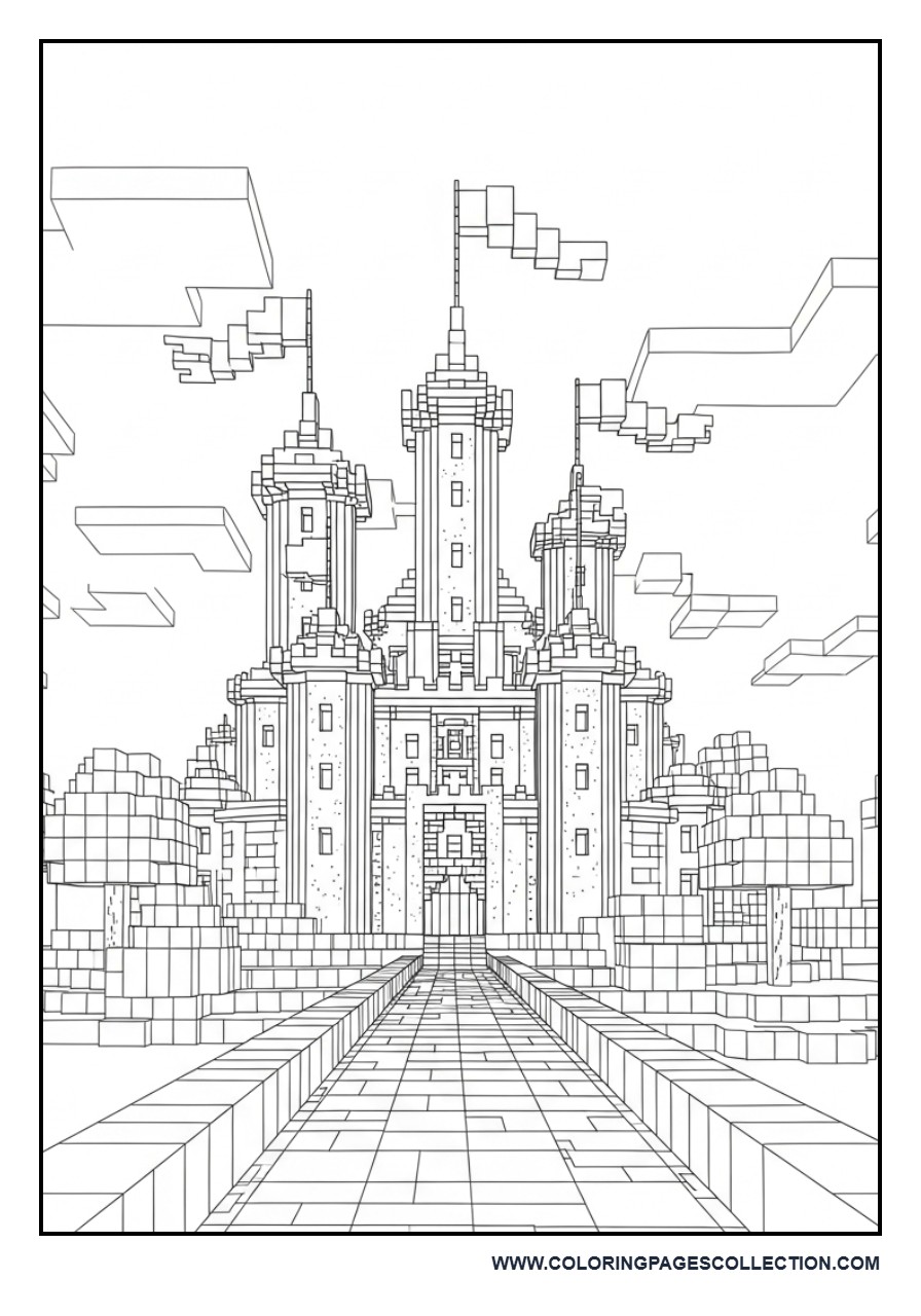 Minecraft Castle Coloring Page