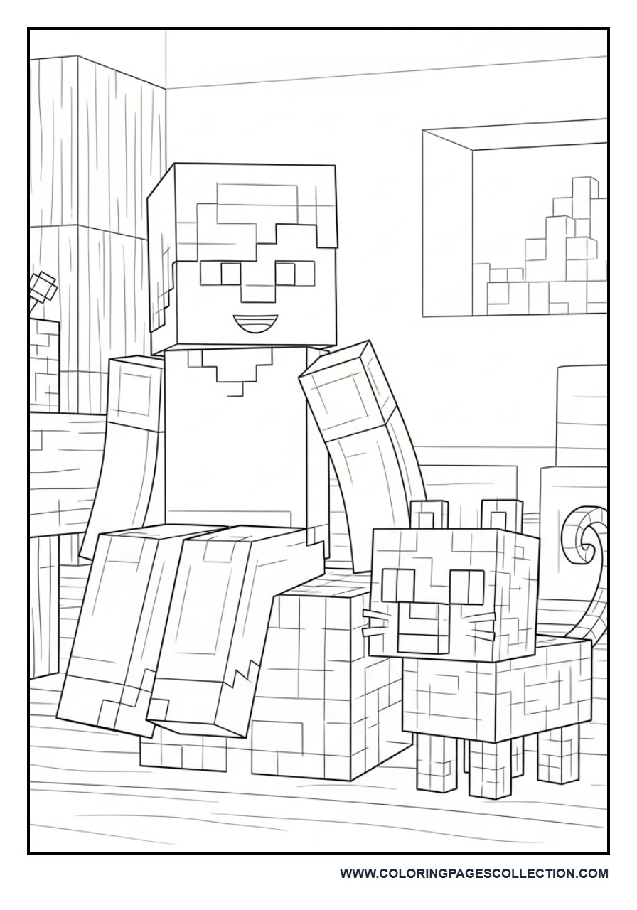Minecraft Cat and Player Scene