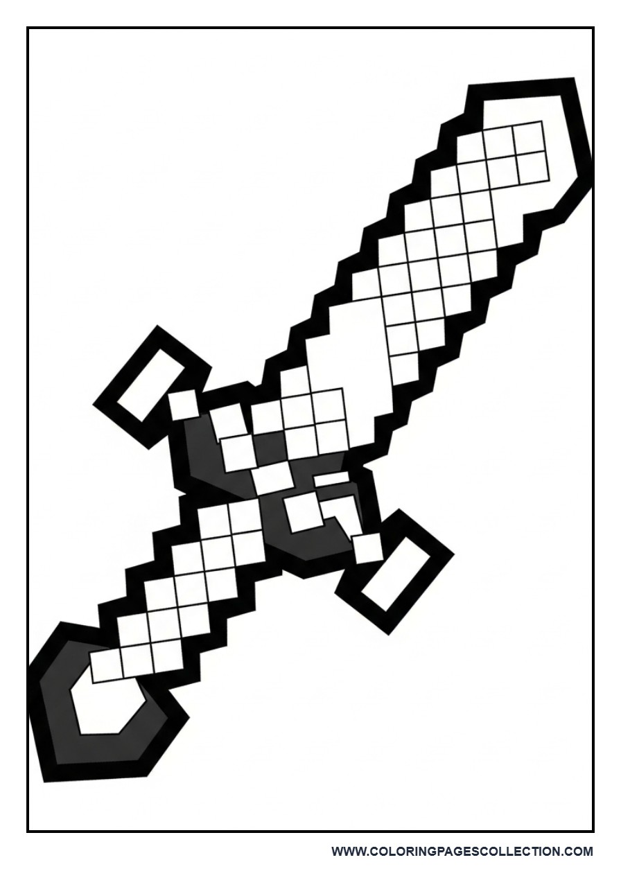 Minecraft Diamond Sword Coloring Page