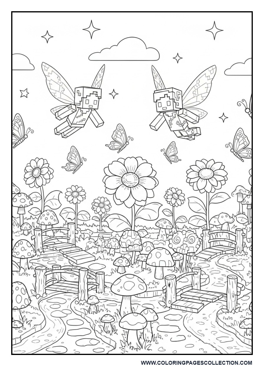 Minecraft Fairy Garden Scene