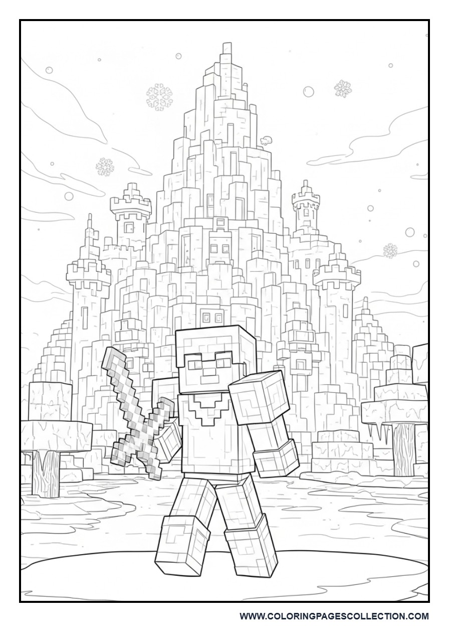 Minecraft Ice Castle Battle Scene