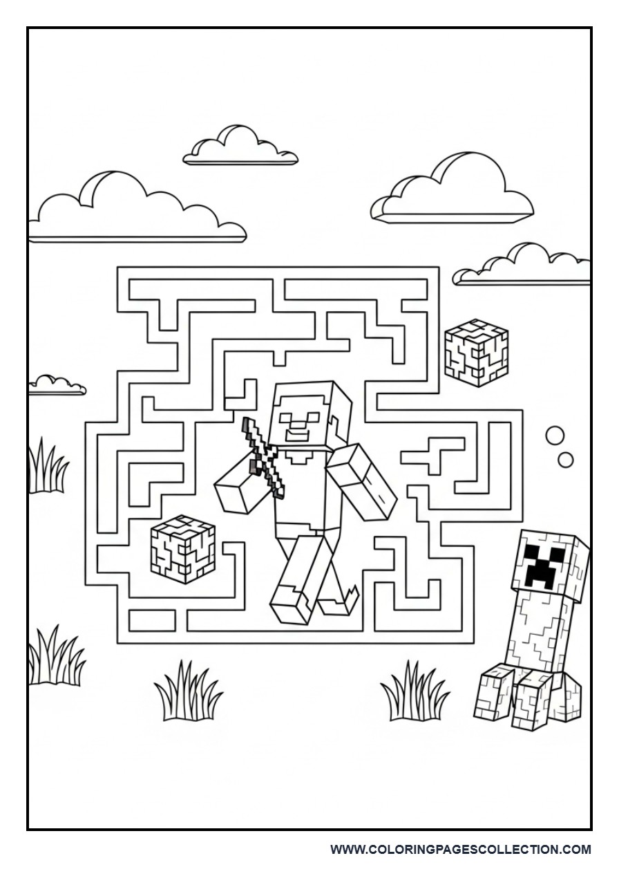 Minecraft Maze Coloring Page