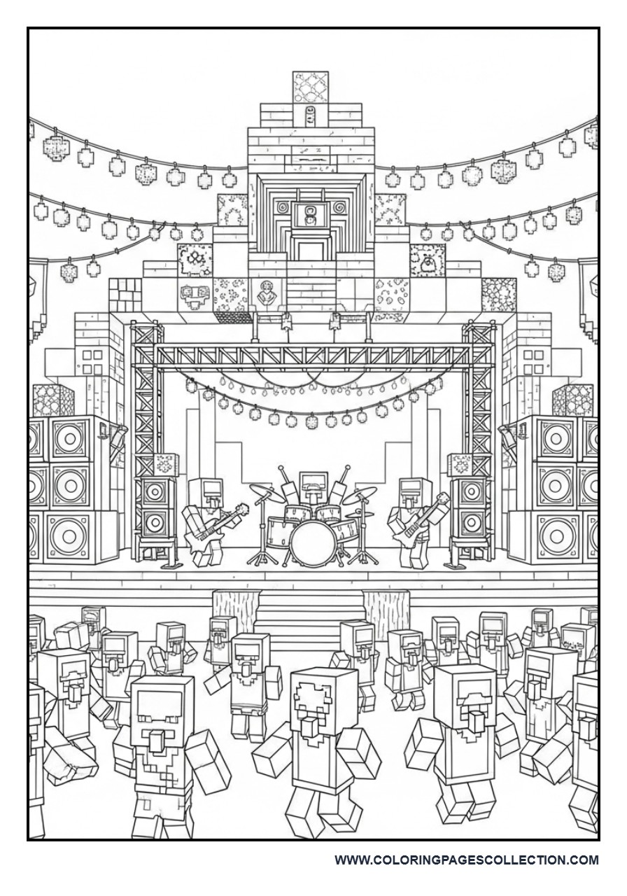 Minecraft Music Festival Coloring Page
