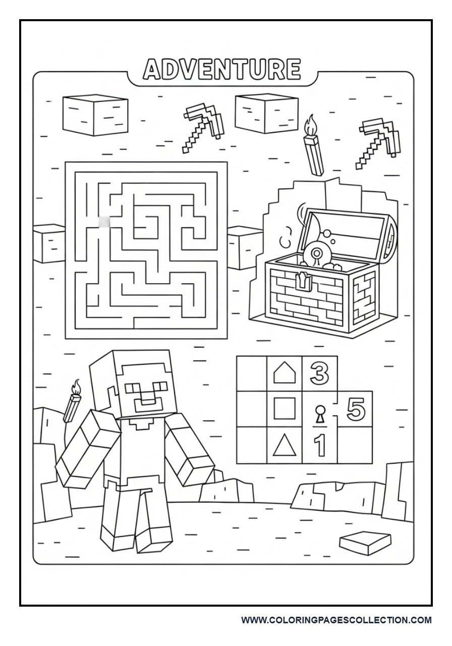 Minecraft Puzzle Adventure Coloring Page