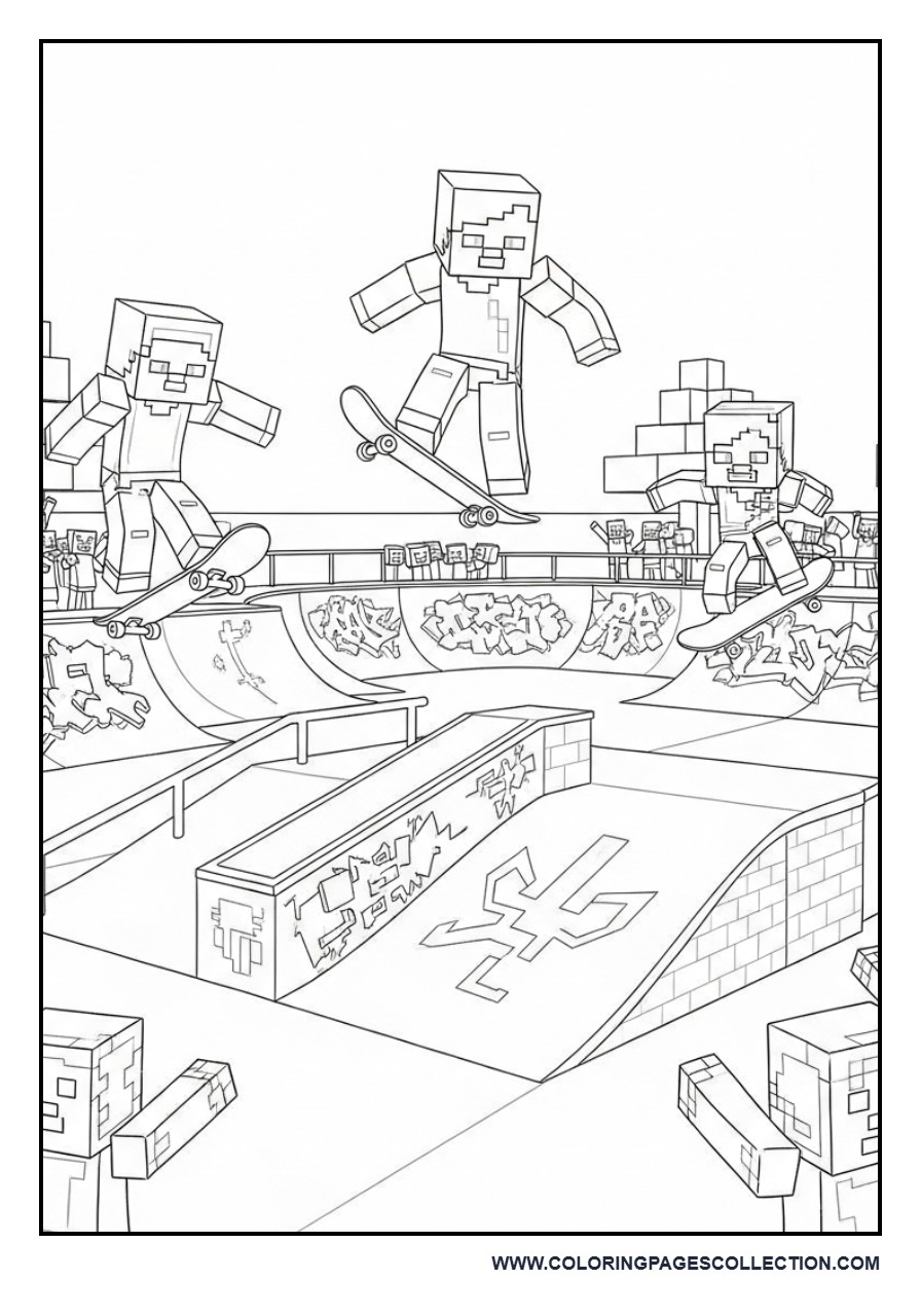 Minecraft Skate Park Coloring Page