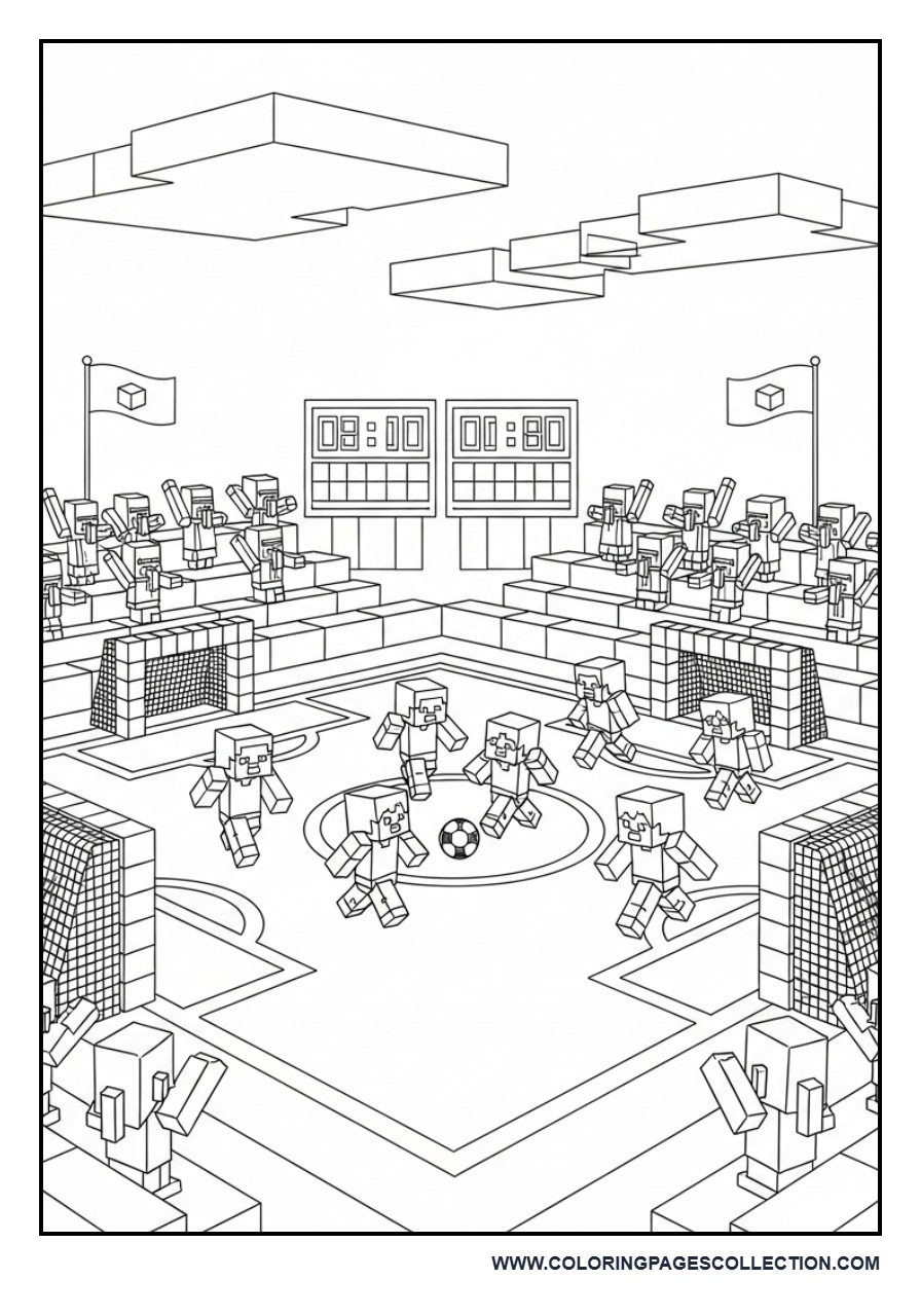 Minecraft Soccer Match Scene