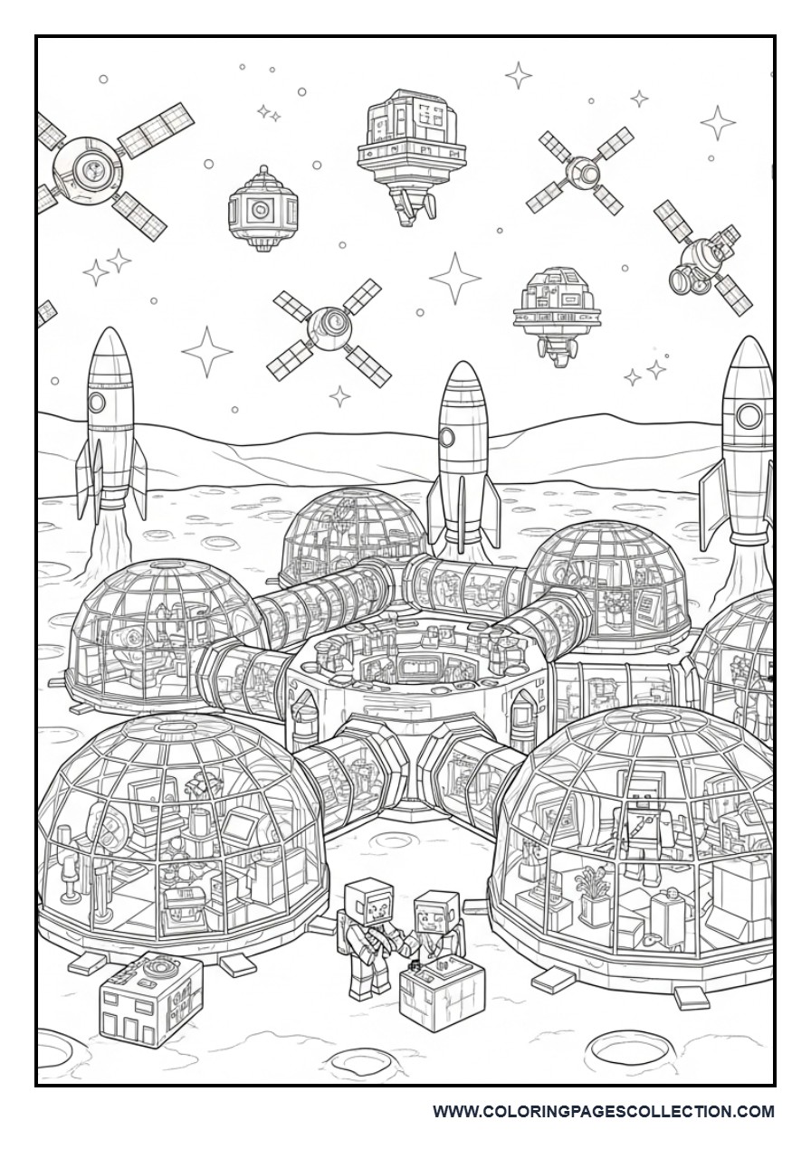 Minecraft Space Colony Scene