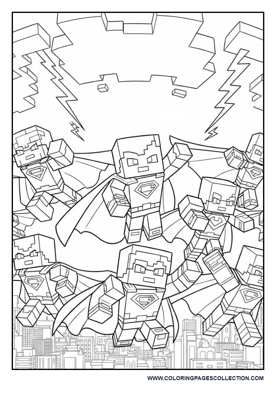 Minecraft Superhero Team Scene