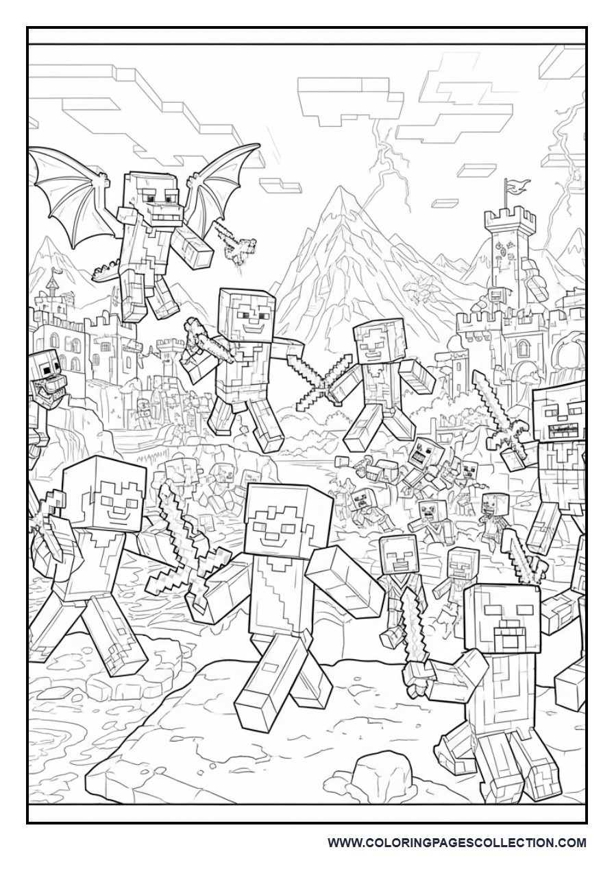 Minecraft Ultimate Mob Battle Scene
