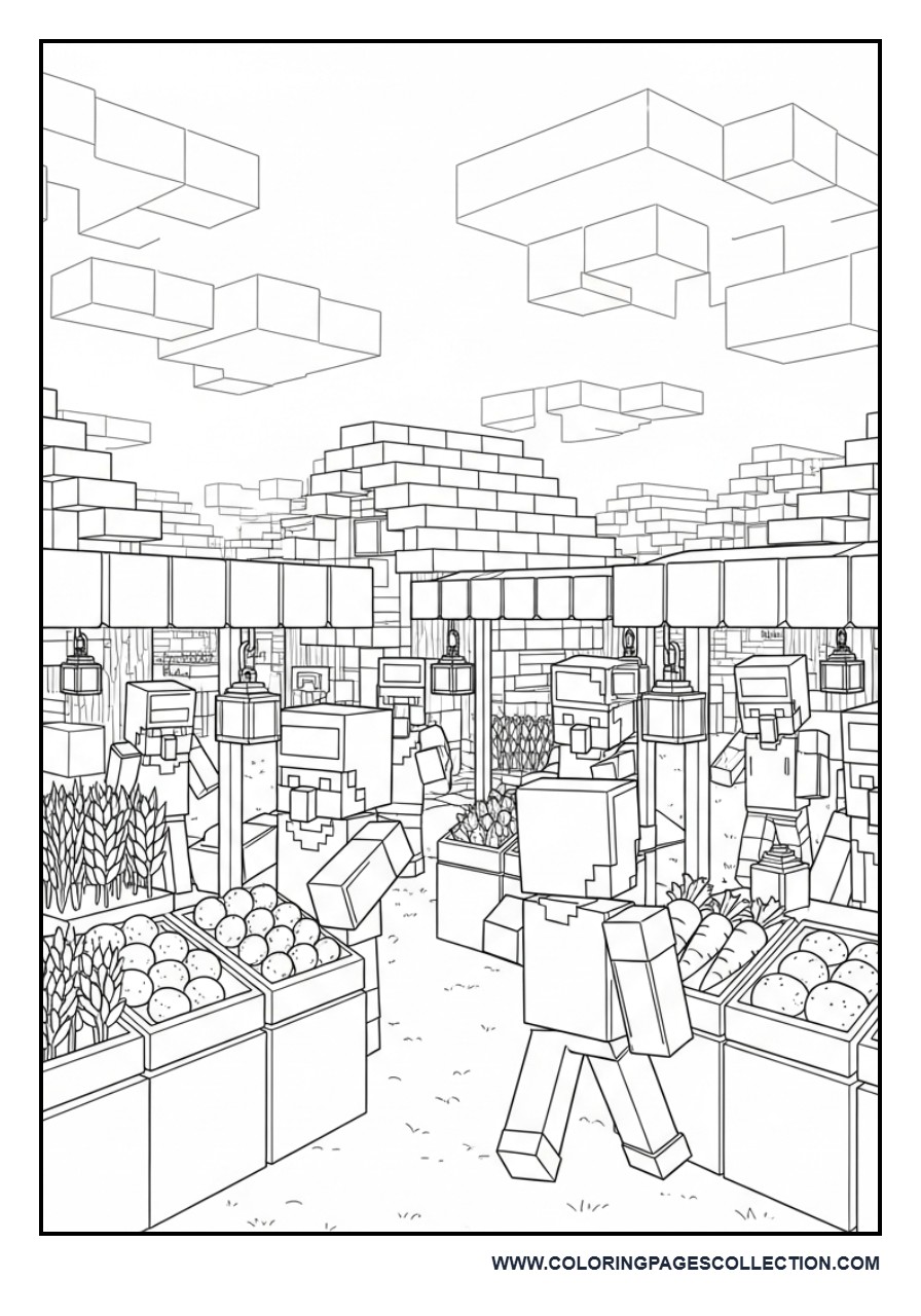 Minecraft Village Market Scene