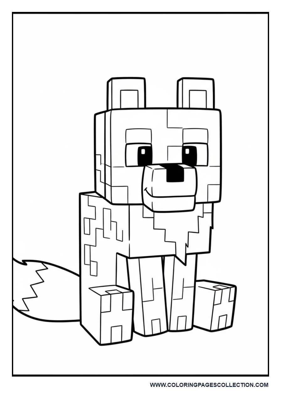 Minecraft Wolf Coloring Page
