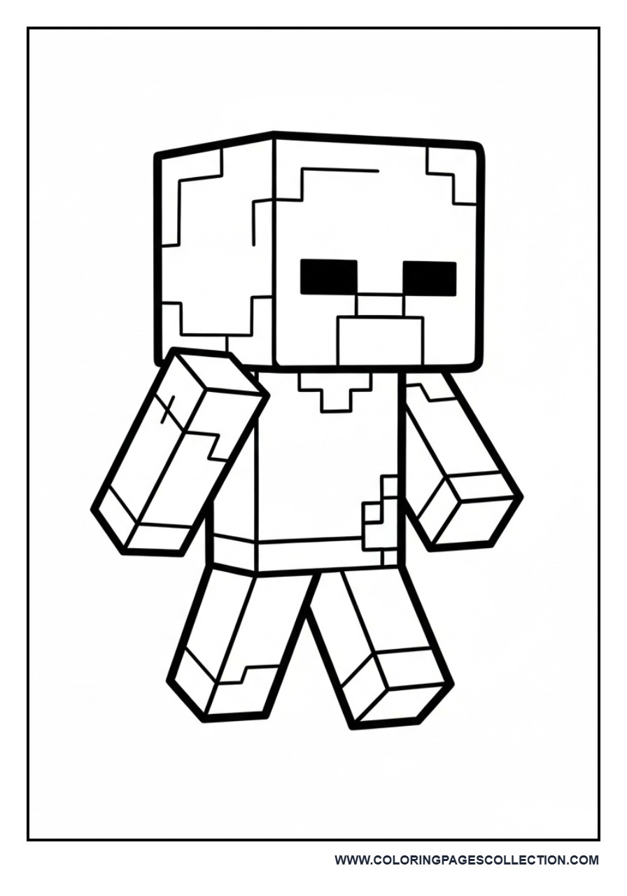 Minecraft Zombie Coloring Page