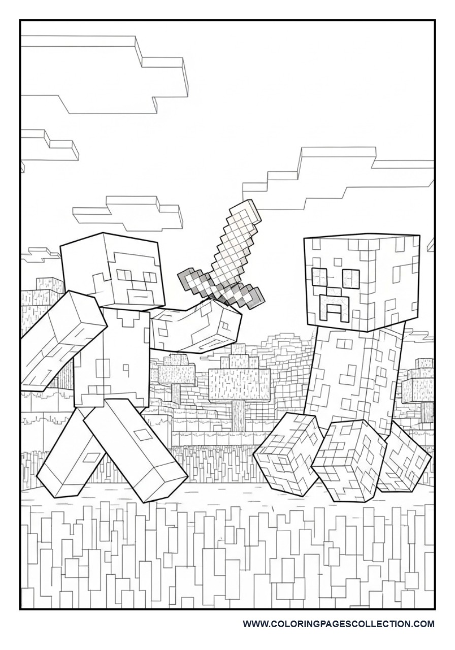 Steve Fighting Creeper Scene