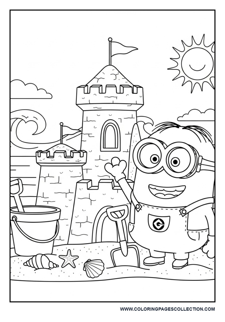 Minion Building a Sandcastle