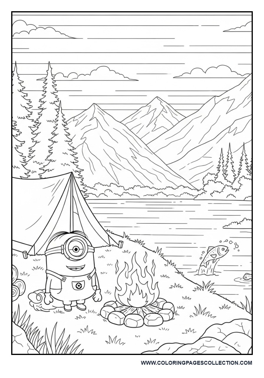 Minion Camping by a Lake